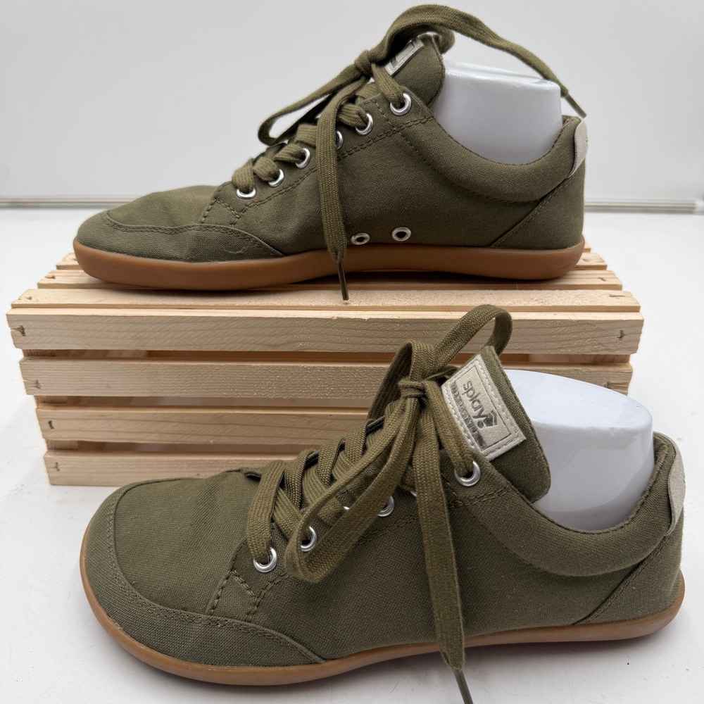 Splay Canvas Sneakers Freestyle Barefoot Pine Green Gum Sole Mens 8 Womens 10